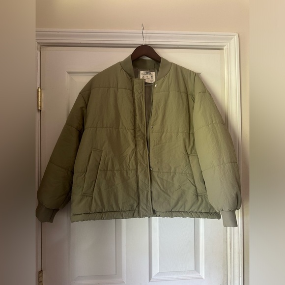 NWOT CISONO Quilted Bomber Sage Green Puffer Jack Womens Medium - Picture 5 of 10